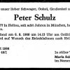 Schulz Peter 1877-1966 Todesanzeige